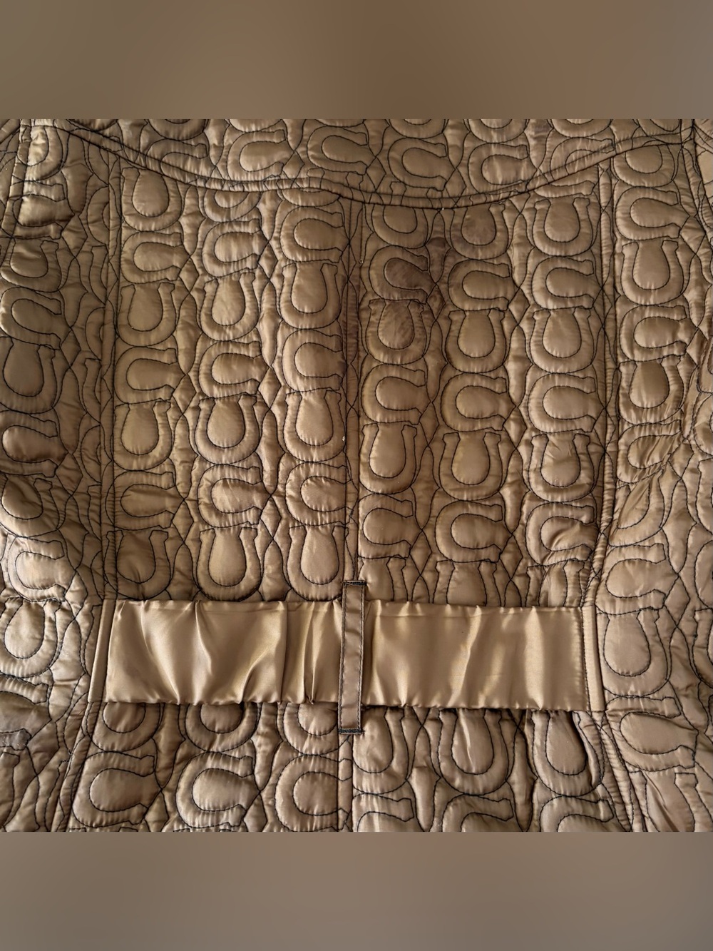KERRITS Equestrian Brown Horseshoe Quilted Riding Jacket Carob Size Large EUC - Picture 6 of 11